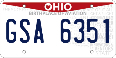 OH license plate GSA6351