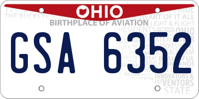 OH license plate GSA6352