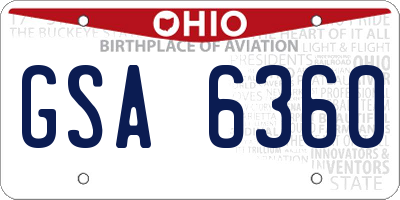 OH license plate GSA6360
