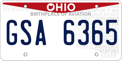OH license plate GSA6365