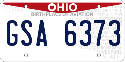 OH license plate GSA6373