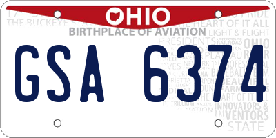OH license plate GSA6374