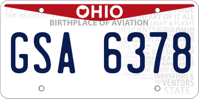 OH license plate GSA6378