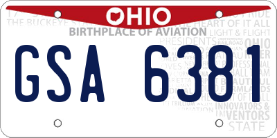 OH license plate GSA6381