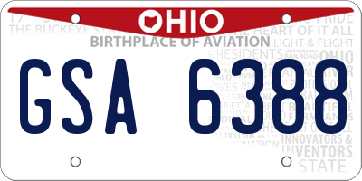 OH license plate GSA6388