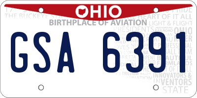 OH license plate GSA6391