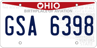 OH license plate GSA6398