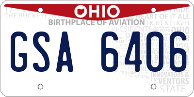 OH license plate GSA6406