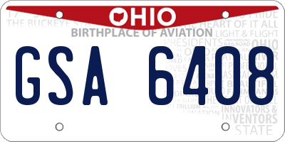 OH license plate GSA6408