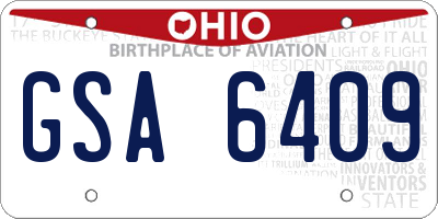 OH license plate GSA6409