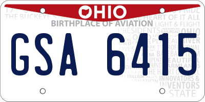 OH license plate GSA6415