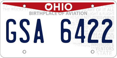 OH license plate GSA6422
