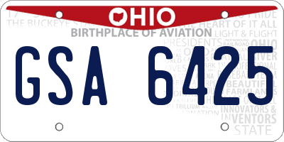 OH license plate GSA6425