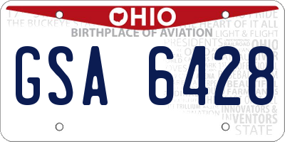 OH license plate GSA6428