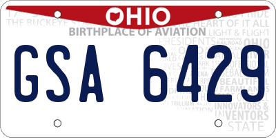 OH license plate GSA6429