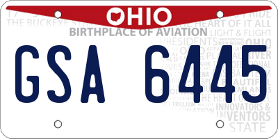 OH license plate GSA6445