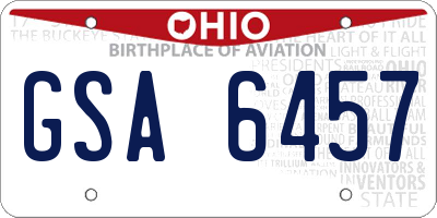 OH license plate GSA6457