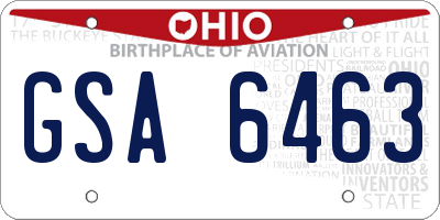 OH license plate GSA6463