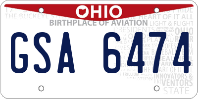 OH license plate GSA6474