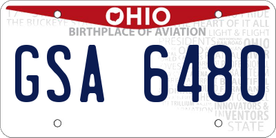 OH license plate GSA6480