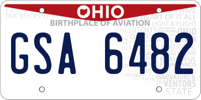 OH license plate GSA6482