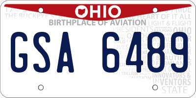 OH license plate GSA6489