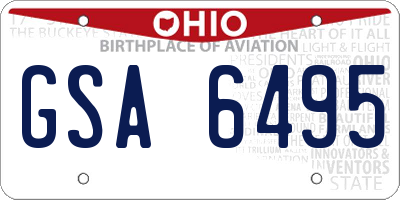 OH license plate GSA6495