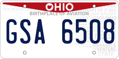 OH license plate GSA6508