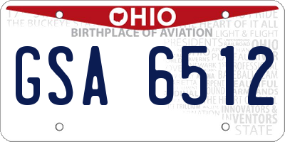 OH license plate GSA6512
