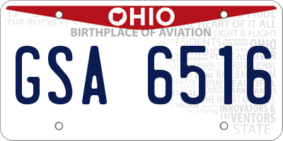 OH license plate GSA6516
