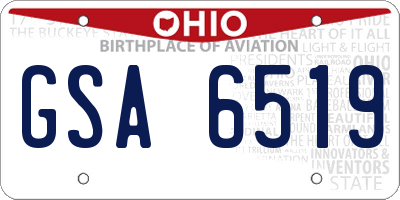OH license plate GSA6519