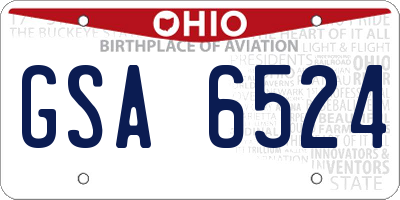 OH license plate GSA6524