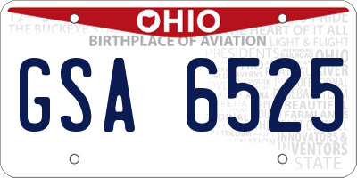 OH license plate GSA6525