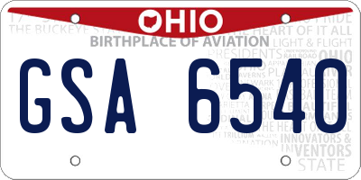 OH license plate GSA6540