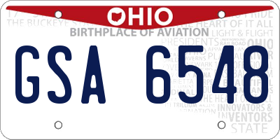 OH license plate GSA6548