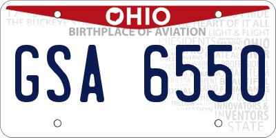 OH license plate GSA6550