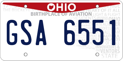 OH license plate GSA6551