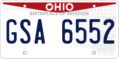 OH license plate GSA6552