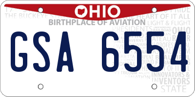 OH license plate GSA6554