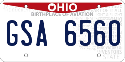 OH license plate GSA6560