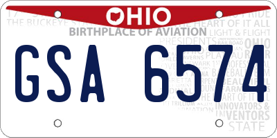 OH license plate GSA6574