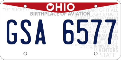 OH license plate GSA6577