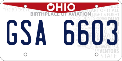 OH license plate GSA6603