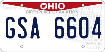 OH license plate GSA6604