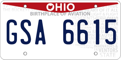 OH license plate GSA6615