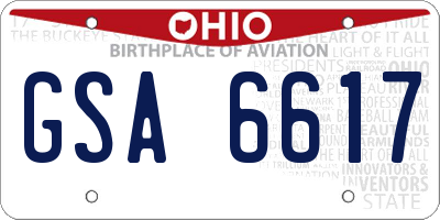 OH license plate GSA6617