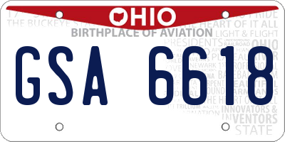OH license plate GSA6618