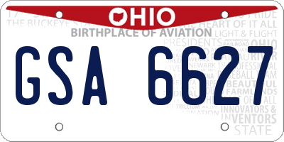 OH license plate GSA6627