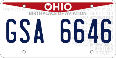 OH license plate GSA6646