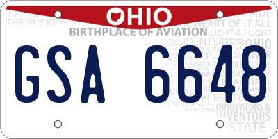 OH license plate GSA6648